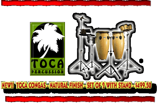 NEW!!  TOCA CONGAS - NATURAL FINISH - SET OF 2 WITH STAND - $499.50 
